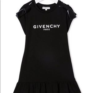 Givenchy Kids logo-print shoulder-bow dress.